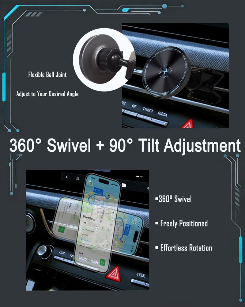 for Sonata Phone Mount 2024-2026 Magnetic Fast Wireless Charging | Custom Fit for Sonata, Strong Magnetism, Universal Compatibility, 360° Rotation, No Drill, No View Blockage, Secure Hold
