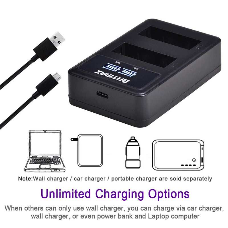 Batmax 2000mAh 2Pcs BLS-5 BLS-50 PS-BLS5 Battery + LED Dual USB Charger for Olympus BLS-5 E-PL2,E-PL5,E-PL6,E-PL7,E-PL8, E-PL9, E-PL10,E-PM2,OM-D E-M10,E-M10 Mark II,III,E-M10 IV,Stylus1 Cameras