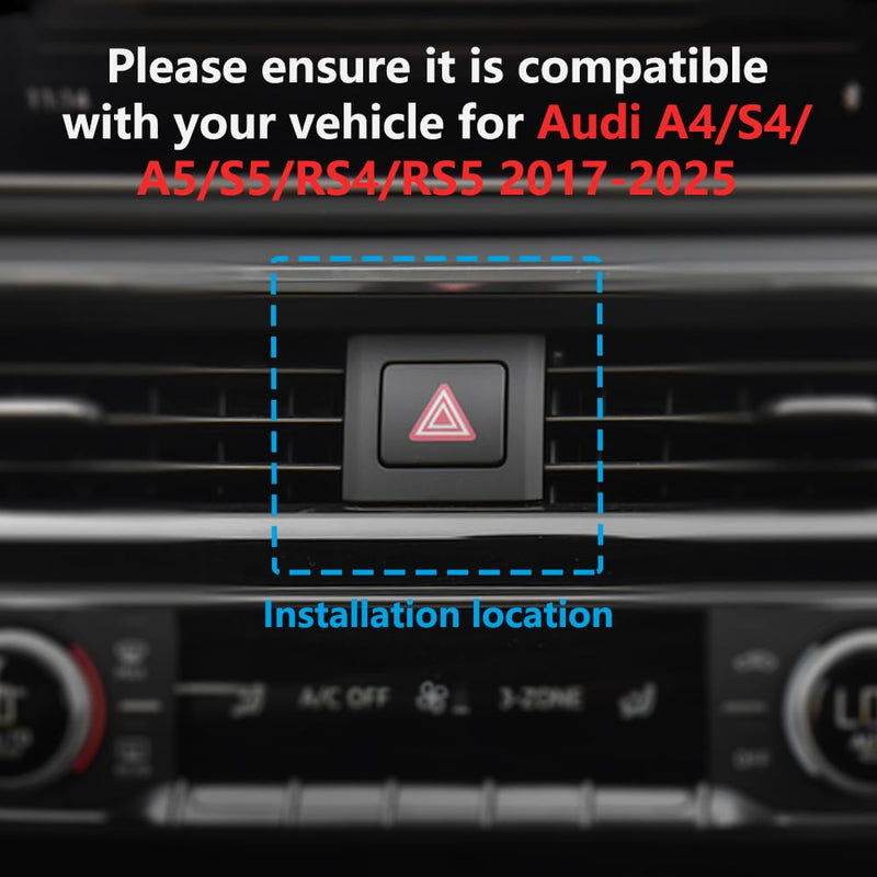 Car Phone Holder Mount for Audi A4/S4/A5/S5/RS4/RS5 2017-2025 Car Accessories Car Mount 360°Rotation for Car Phone Holder Magnetic Hands Free Compatible with iPhone Samsung Smartphones