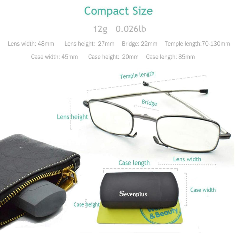 2 Pack Reading Glasses Blue Light Blocking, Anti UV Glare, Foldable Computer Spring Hinge Readers for Women Man Black&gunmetal 1.5 x