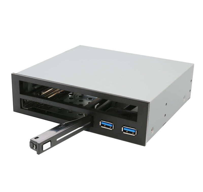 Syba 5.25" Bay Adapter for Slim Optical Drive, 2.5" Trayless Rack for Hard Drives HDD SSD, USB Hub - SY-MRA55005