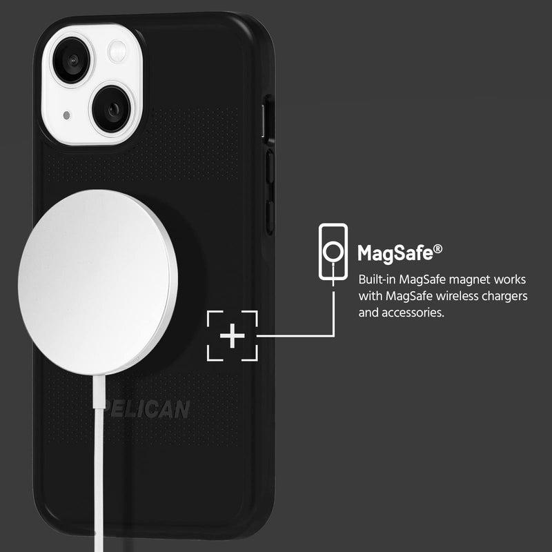 Pelican Protector Series - iPhone 13 Case 6.1" [Compatible with MagSafe] Magnetic Phone Case w/Anti-Scratch Technology [15ft MIL-Grade Drop Protection] Rugged, Heavy Duty Cover for iPhone 13 - Black Protector Black
