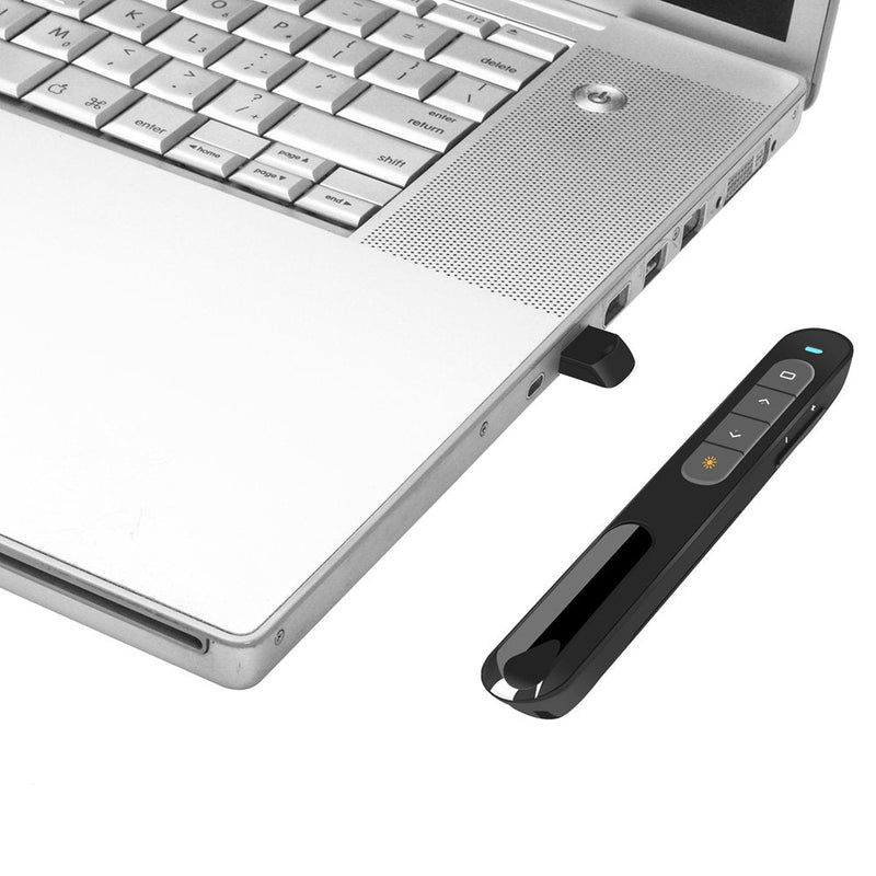 DinoFire Wireless Presenter, Hyperlink Volume Control Presentation Clicker RF 2.4GHz USB PowerPoint Clicker Presentation Remote Control Pointer Slide Advancer (Black)
