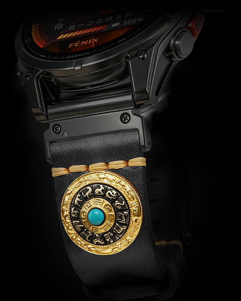 Wristpin Leather Band Compatible With Garmin Watch Band 22mm/26mm，Quickfit Retro Design Genuine Leather Band For Garmin Fenix 8/7/6 Pro/5 Plus/Tactix/MARQ/Endur/Quatix/Forerunner 935/945 Black 26mm(5.9"-8.7")