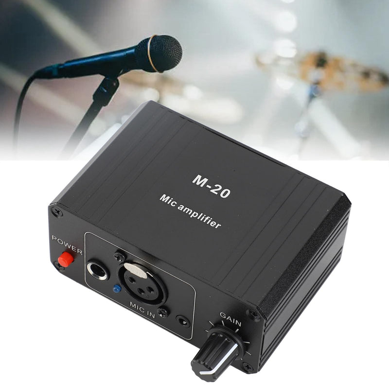 Microphone Preamp, High Gain 48V Power XLR Output Mic Preamplifier for Dynamic and Condenser Microphones Booster