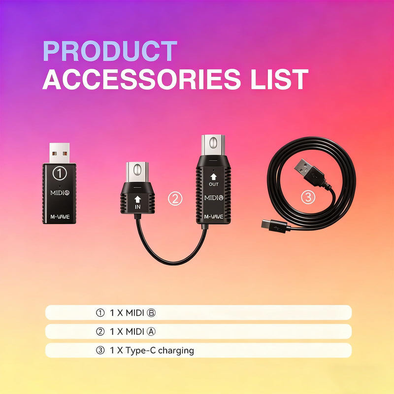 [AUSTRALIA] - Wireless MIDI Interface, USB Bluetooth Option for MIDI Controller Mac, iOS, Windows, MIDI Transmission System Ultra Low Latency, 5-PIN DIN Interface Wireless MIDI Synthesizer Keytar Digital Piano 