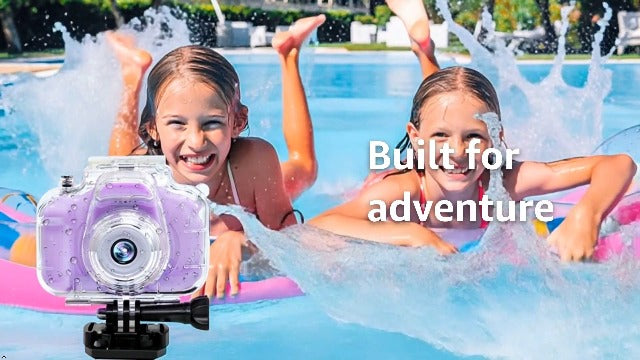 Kids Underwater Camera 12MP 1080P Digital Camera with 32GB Card & Case Pink