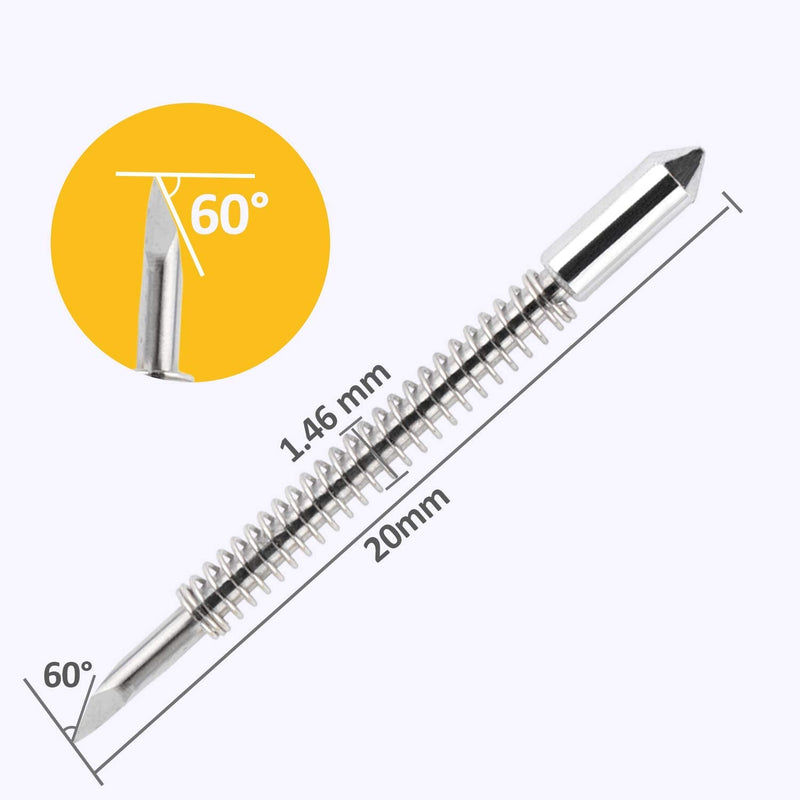 HQMaster 60 Degree Vinyl Cutter Blades Lettering Blade for Graphtec Cutting Plotter, Blue Cap Pack Of 10 with Springs 60°