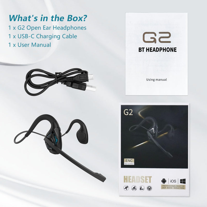 [AUSTRALIA] - BANIGIPA Bluetooth Headset with Boom Microphone, Open Ear Headphones w/Noise Canceling Mic, Wireless Headset for Phone Laptop PC Computer, Light and Comfortable for Office Meeting Home Working-10 Hrs A-G2 Cyan 