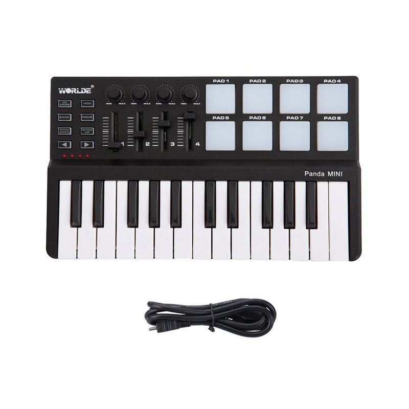 25-Key MIDI Keyboard Panda mini Portable Mini Drum Pad MIDI Controller, USB