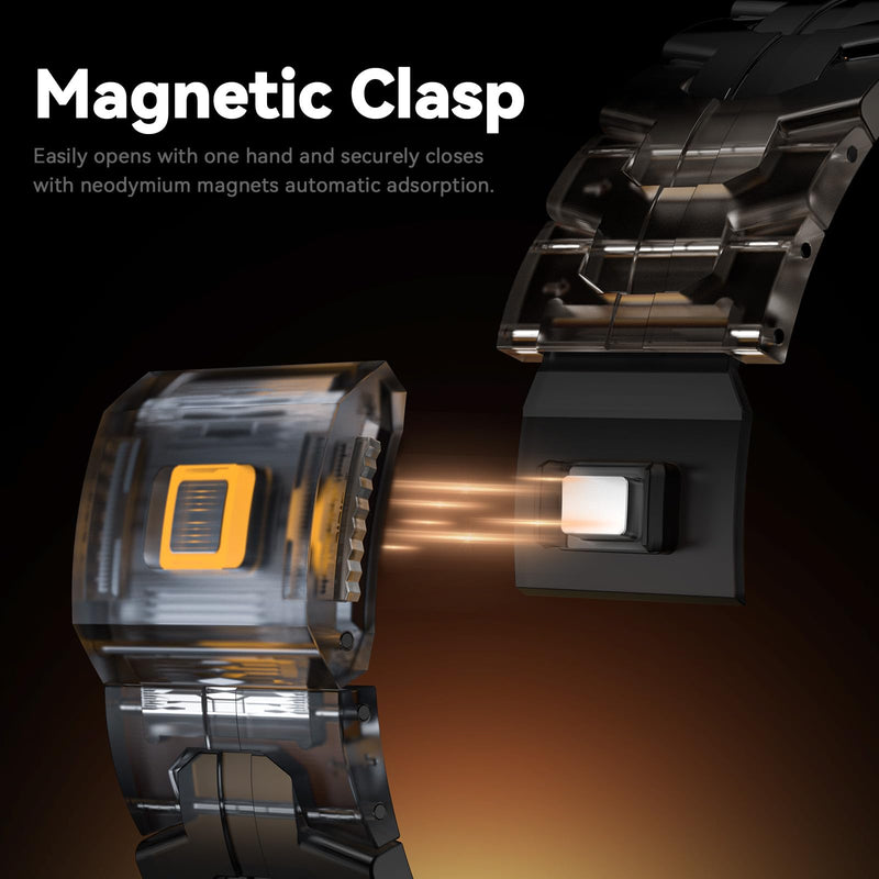 Magnetic Titanium Band for Apple Watch Ultra 2 & Ultra 49mm/ Series 10 46mm/ Series 9/8/7 45mm /SE 44mm, Premium Adjustable Titanium Watch Band with Scratch-Resistant Coating