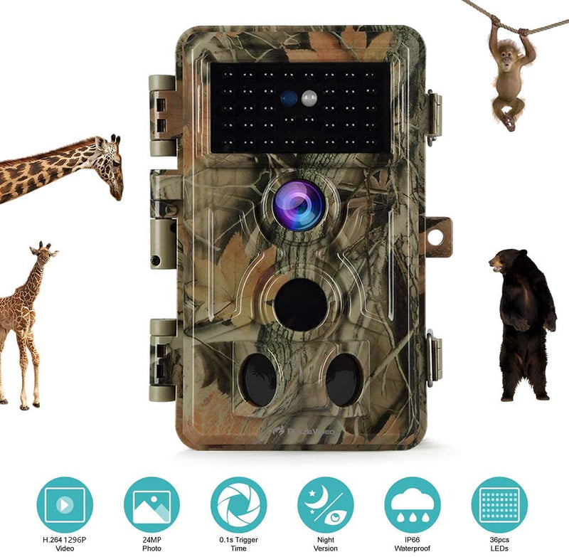 BLAZEVIDEO 32MP 1296P Game & Trail Camera 90ft Night Vision Motion Activated Waterproof Farm & Ranch Field Camera for Outdoor Deer Hunting Tracking & Backyard Surveillance Red-1