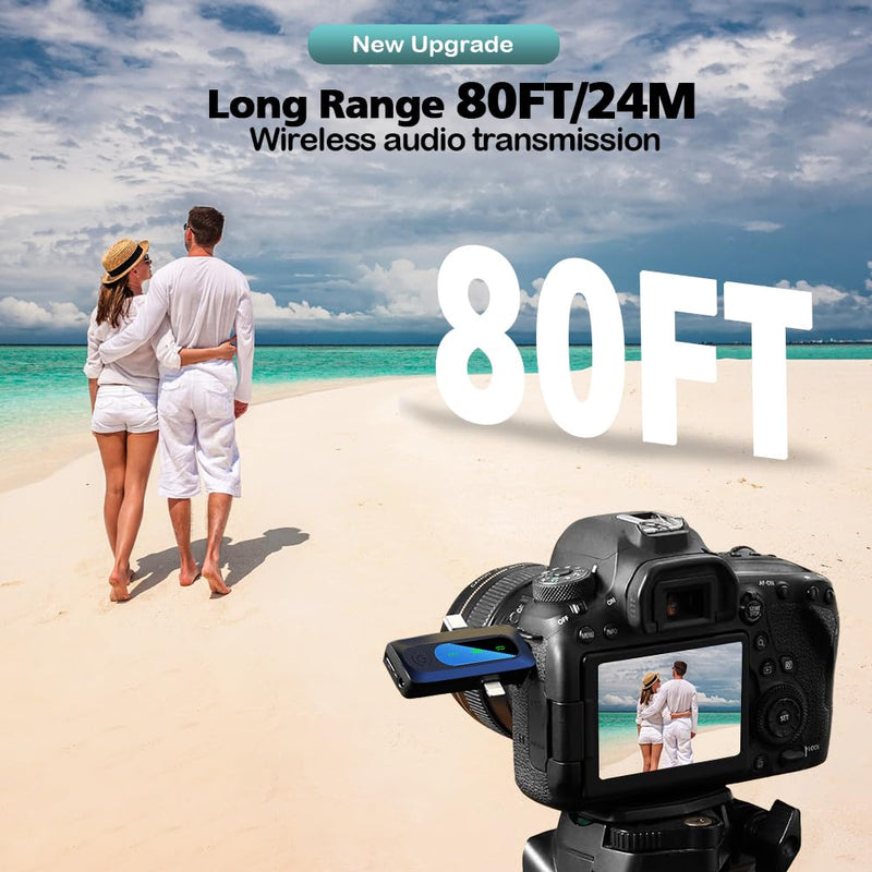 [AUSTRALIA] - Mini Microphone,3 in 1 Wireless Lavalier Microphones for iPhone/iPad/Android/Camera(Lightning/USB/3.5 mm Jack),2 LED Display Bluetooth Microphone Mute/Noise for Video Recording Vlog,Youtube, Tiktok Black LED（3 in1） 