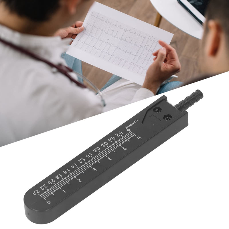 ECG Measuring Ruler, ECG Vernier Caliper, Stainless Steel, 0-2.4 Inch, Ruler, Design Divider, Measuring Tool for Nursing (Black) black