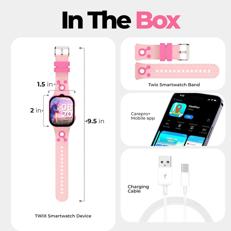 Smart Watch for Kids With GPS Tracker, Video & Audio Call, SOS Alerts, HD Camera, School Mode, Parental Control, Kids Smart Watch With Preinstalled SIM Card, Safe Phone Watch for Boys & Girls (Pink)