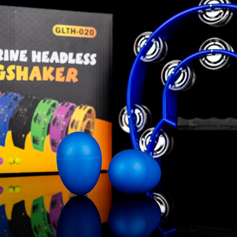 [AUSTRALIA] - Glory Double Row Tambourine, Half Moon Double Row Metal Jingles Hand Held Instruments Percussion with Handle Grip, Tambourines for Adults, Party,Gift,Blue Blue 