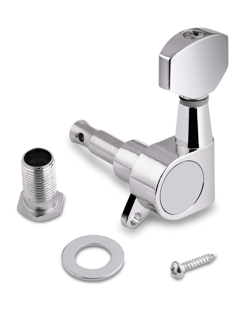 Holmer Sealed String Tuning Pegs Tuning Machines Grover Machine Heads Tuners Tuning Keys 3 Left 3 Right for Acoustic Guitar or Electric Guitar Chrome.