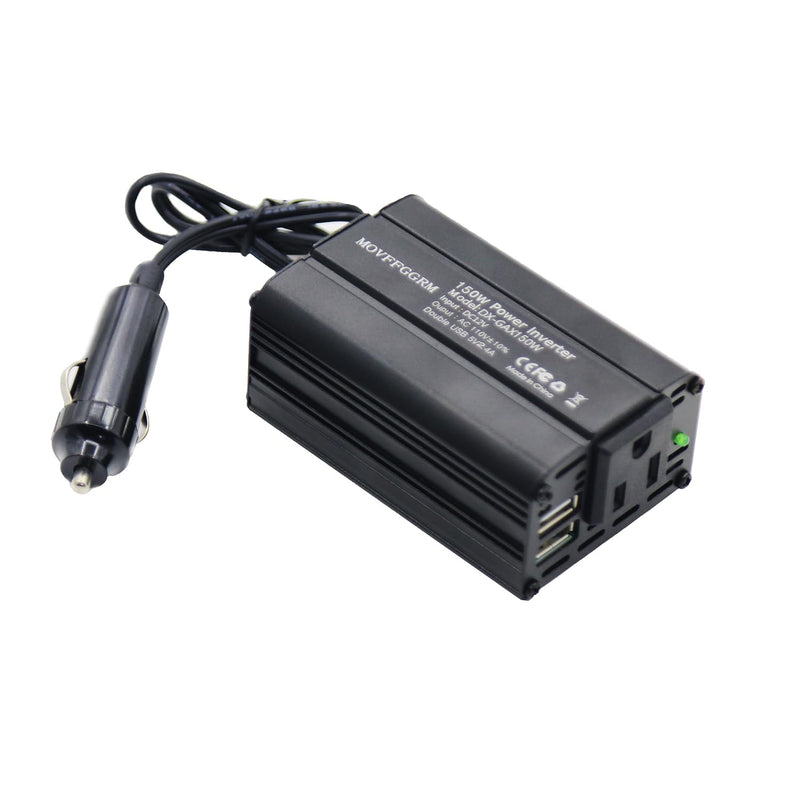 [AUSTRALIA] - 150W Power Inverter 12V DC to 110V AC Car Plug Adapter Outlet Converter with 2.4A Dual USB AC car Charger for Laptop Computer Black 