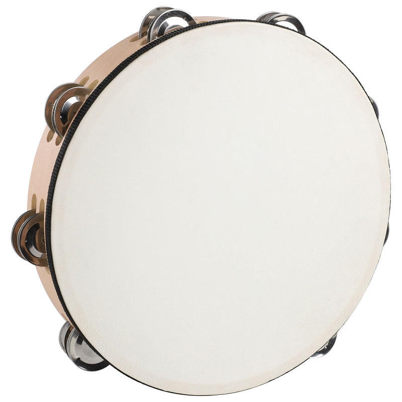 10 Inch Goatskin Tambourine With 8 Pairs of Metal Jingles Hand Held Drum Tambourines for Kids Adults Church Dance Games KTV Party 10 inch