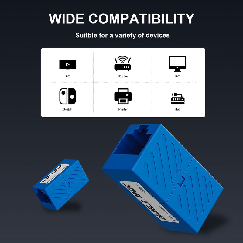 iwillink RJ45 Coupler Ethernet Connector, Female to Female, 50 Pack, Blue | Extender Adapter, For Cat7 Cat6 Cat5e Cat5 Ethernet Cable Female Connector