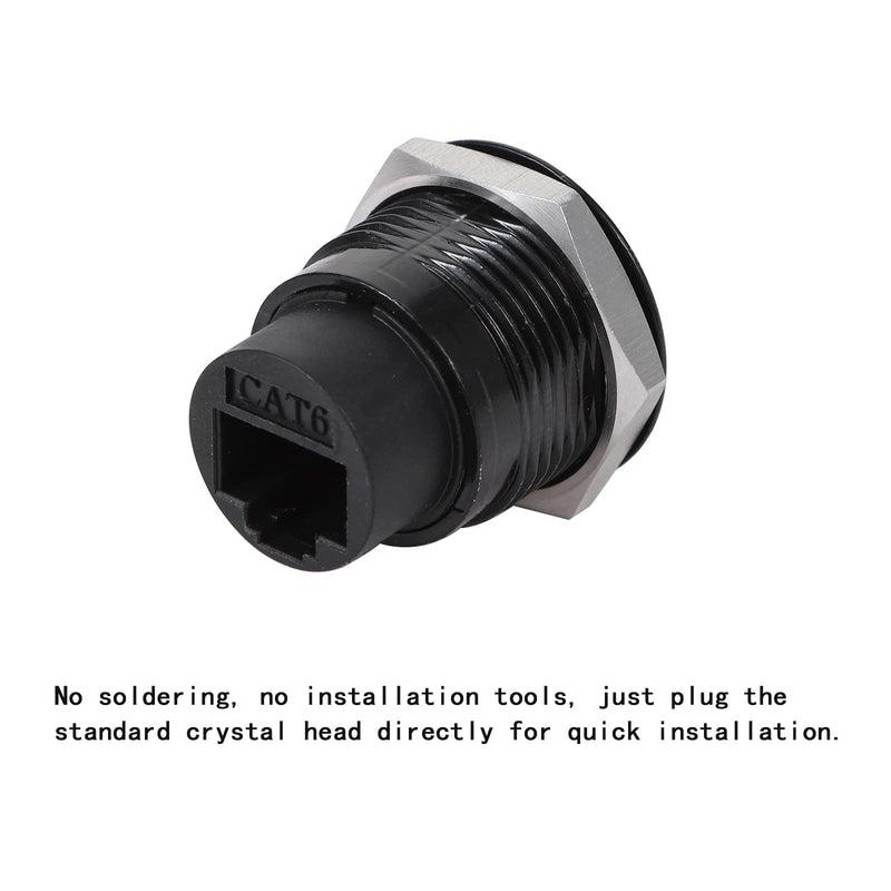 10PCS RJ45 Cat6 8P8C Ethernet Panel Mount Connector | Cat5/5E/6, 8P8C, Ethernet LAN Pass Through Cable Coupler, Female to Female, Extension Adapter, with Waterproof/Dust Cap 10PCS