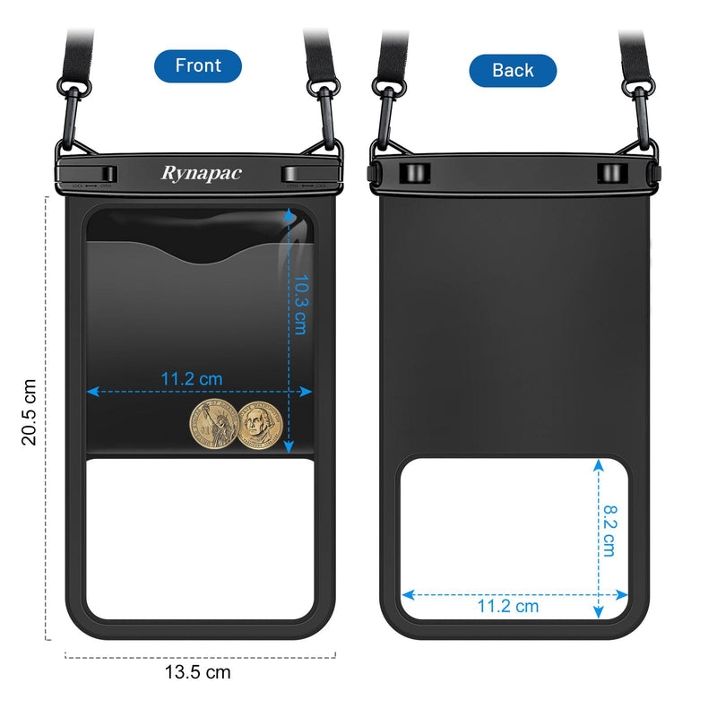 [Up to 10"] Large Waterproof Phone Pouch Bag - 2Pack Waterproof Phone Case for iPhone 15 Pro Max 14 13 12 Galaxy S23 S22 S21, IPX8 Cell Phone Water Protector Pouch Beach Essentials Vacation Must Haves Extra Large [10-inch]