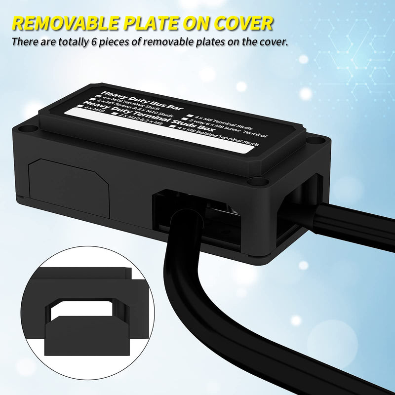 Joinfworld 300A Bus Bar Waterproof Power Distribution Block Heavy Duty with Battery Disconnect Switch 12V-48V