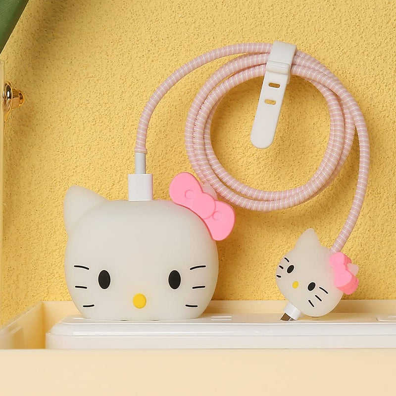 3D Cute Cartoon Series Fast Charger Protector for iPhone 18W 20W iPhone 14 13 12 11 Pro Max Fast Charging Cable Charger Head Cover Cable Accessory Data Cable Protective Sleeve, No.01(4in1) Cartoon 01(4 in 1)