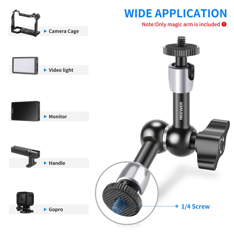 NEEWER 5.9"/15cm Adjustable Friction Magic Arm with 1/4" Screw on Both Ends, Compatible with SmallRig Cage, Flash/LED Light/Microphone/Monitor/SuperClip, Max Load 4.4lb/2kg, ST15