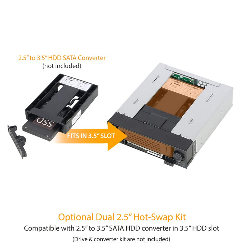 ICY DOCK 2.5" & 3.5" SATA HDD/SSD Hot Swap Mobile / Caddy / Docking for External 5.25" Bay | DuoSwap MB971SP-B