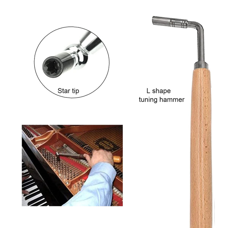 Ecloud Shop Piano Tuning Kit Piano Tunning Wrench Hammer Tools Accessories Set Rubber Mute Felt Temperament Strip for Beginners and Professionals 6-piece adjustment set