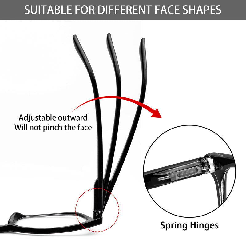 VIDEBLA 5 Pack Blue Light Blocking Reading Glasses,Spring Hinge Readers for Women Men,Anti UV Ray Filter Nerd Eyeglasses Mix 1.5 x
