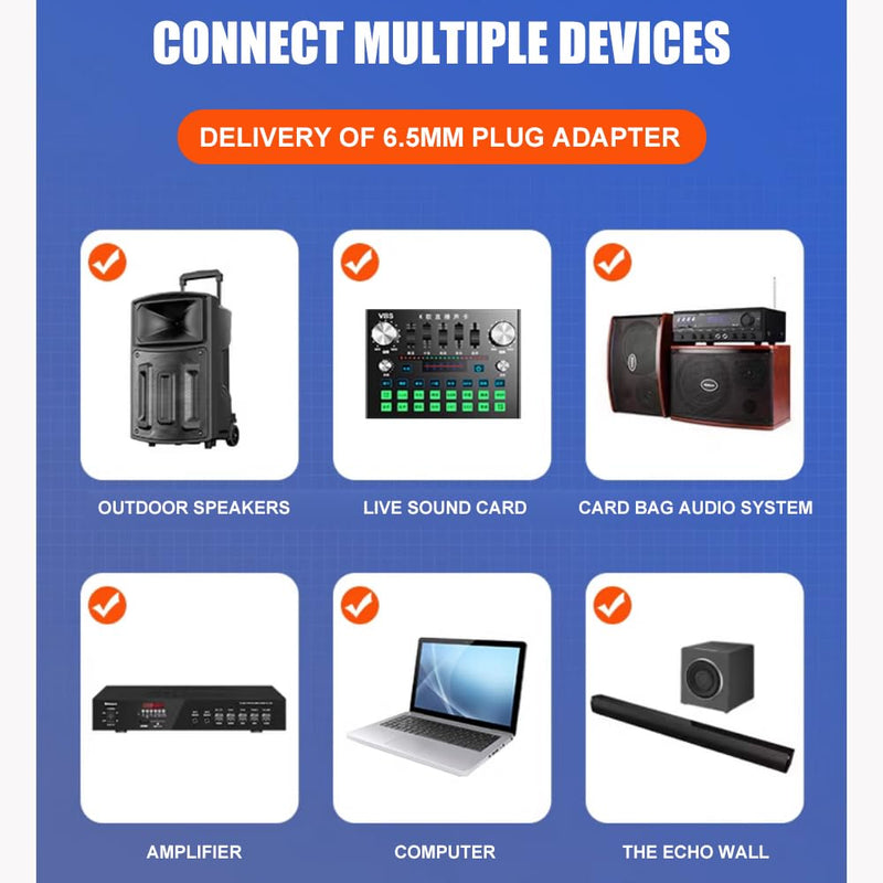 [AUSTRALIA] - AX322 Professional UHF Wireless Dynamic Microphone Set, Dual Microphones with Rechargeable Receiver, Plug and Play, Suitable for Karaoke and Musical Instruments 