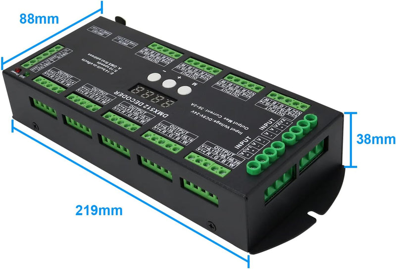 [AUSTRALIA] - 36 Channel DMX Decoder,72A RGBW led light dmx controller Digital Display DMX512 Dimmer DC9V-24V 8 Bit 2A/CH 36 channel with display 