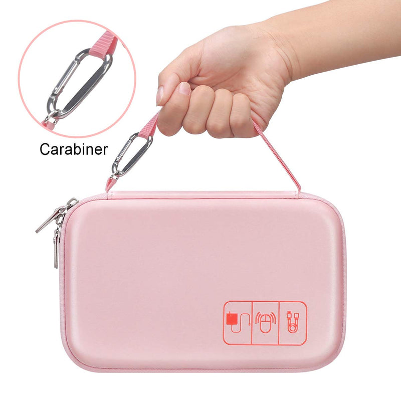 Canboc Portable Travel Case for MacBook Power Adapter, Apple Magic Mouse 2, Apple Pencil, USB Flash Disk, SD Card, iPhone ipad Charger, Small Electronics Accessories Cable Organizer Tech Bag,Rose Gold Rose Gold