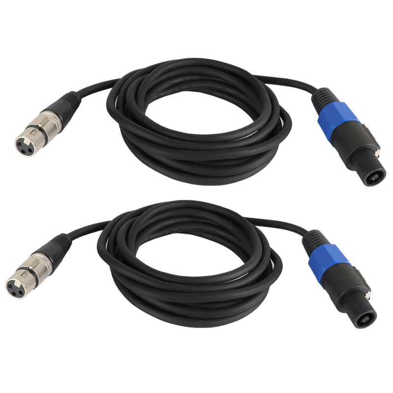 10 Feet Pack of 2 Speakon to XLR Cables - 2PCS 3 Pole XLR Female to SpeakOn Male Cable - 3 Pin Microphone to Loudspeaker PA DJ Audio Wire with Twist Lock (10FT, 2 Packs) 10 Feet