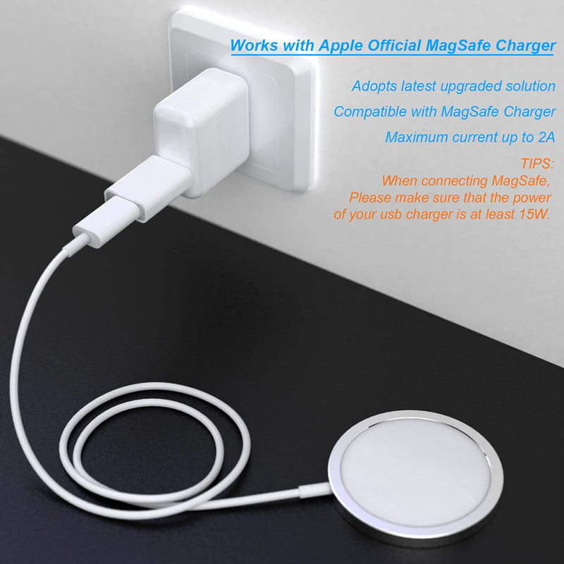 USB C Female to USB A Male Adapter,Compatible with Apple MagSafe Watch to USB Wall Plug,Type-C to A Charger Cable Converter for iPhone 13 12 Mini Pro Max,MacBook,iPad,Galaxy Note,Google Pixel 5 4 3XL 2 Pack White