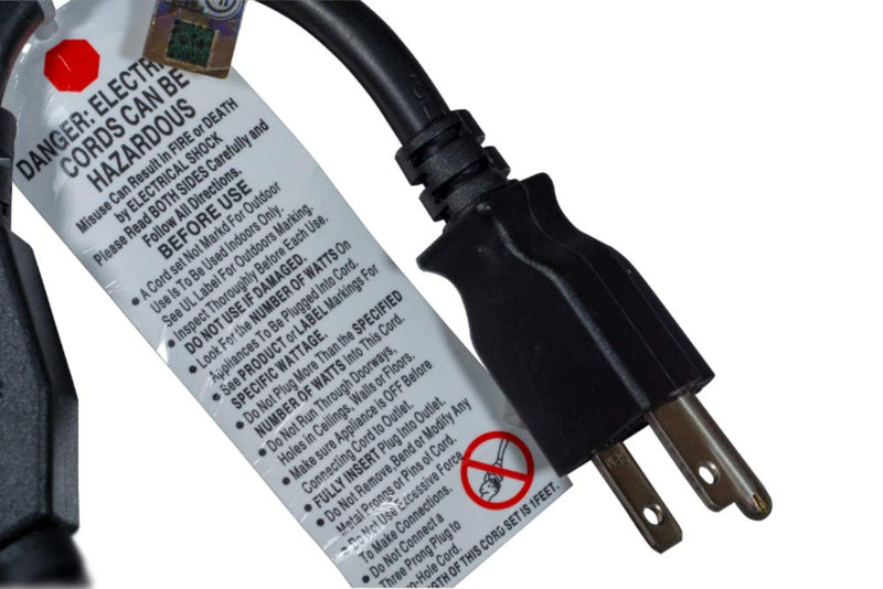 Cablelera Power Cord Extension and Splitter, NEMA 5-15P to NEMA 5-15R x 2, 16 AWG, 13A, 125V (ZWACPQAG-14) 14 inch