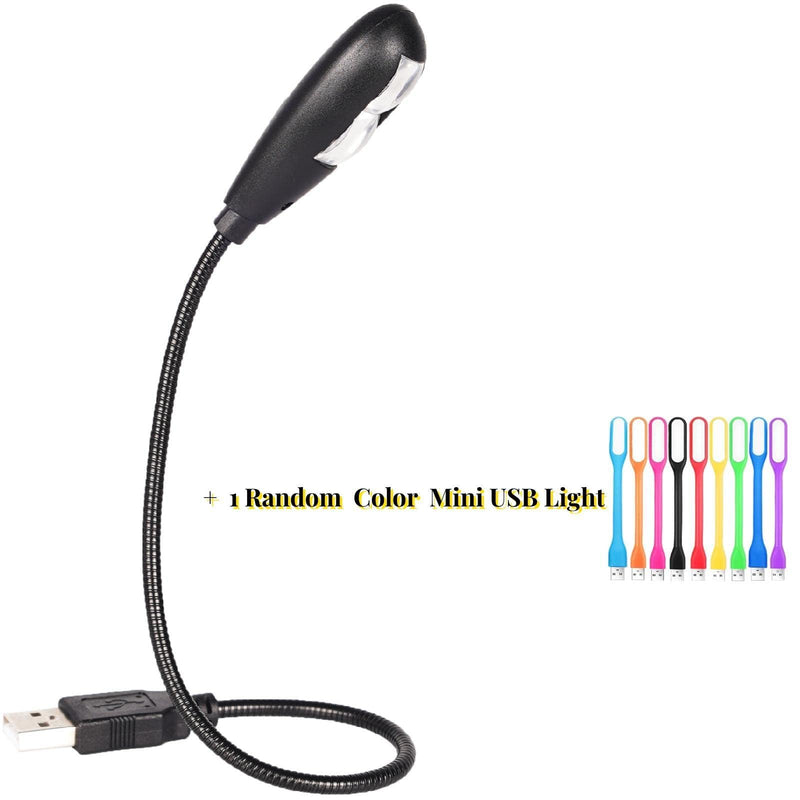 [AUSTRALIA] - LED USB Reading Lamp Light with 2-Brightness Dimmable Setting, Flexible Gooseneck USB Light for Notebook Laptop Keyboard, Powerbank(On/Off Switch, 1 Black+1 Mini USB Light) 