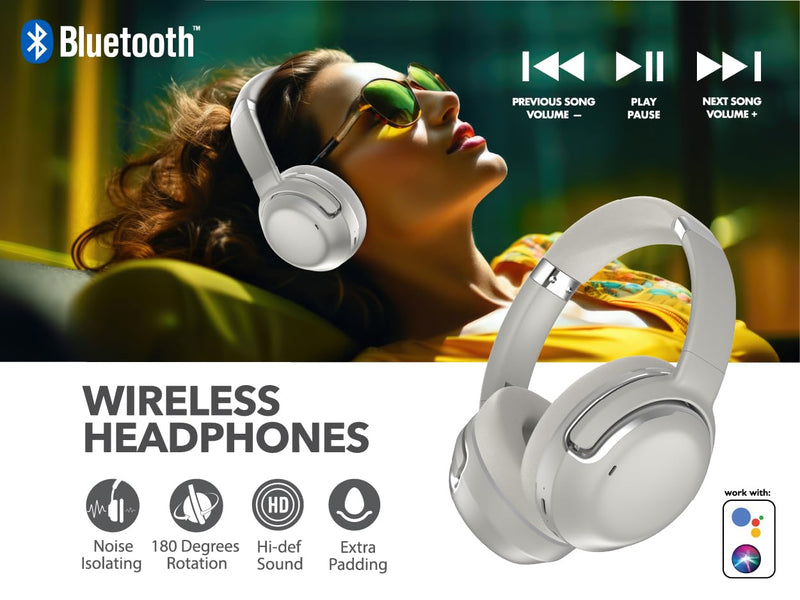 TOPTECH RCA WAVE-76 Noise Cancelling Headphones, Wireless Bluetooth 5.4 Over Ear Headphones with 40mm Drivers, 25-Hour Playtime, USB-C Charging, Adjustable Headband SILVER