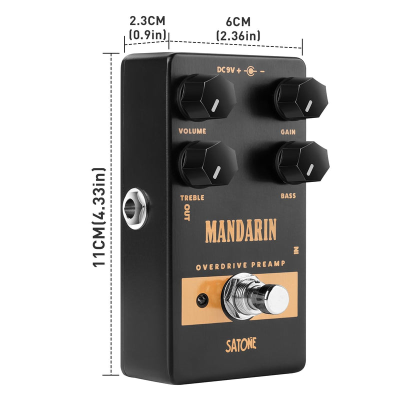 [AUSTRALIA] - Satone S805 Mandarin Overdrive Preamp Effect Pedal - Classic Overdrive with 4 Controls Preamp Acoustic Metal Pedal with True Bypass 