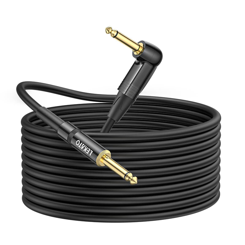 LEKATO Guitar Cable 10ft Exclusive Mute Plug, Electric Instrument Cable for Electric Guitar, Bass, Professional Electric Guitar AMP Cord with Dual Mute Plug Ends, 1/4" Right Angle to Straight Plug