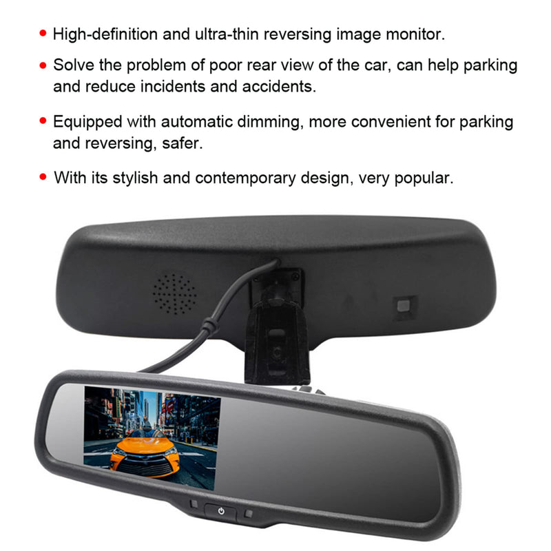 Car Rear View Monitor, 4.3 Inch Auto Dimming Rearview Backup Display with Bracket for Driving Safety Black