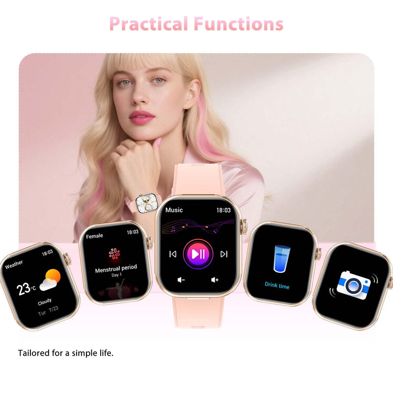 Smart Watches for Women with Earbuds Inside (Answer/Make Call) with 2.02" | Fitness Tracker with Exercise Monitor, Ultra-Long Standby Waterproof with Sleep Record Compatible with iPhone Android Gold