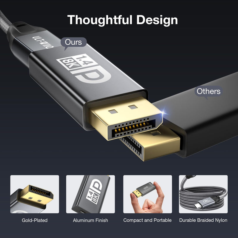 [AUSTRALIA] - 8K@60Hz USB C to DisplayPort 1.4 Adapter and USB C 3.2 Gen2x2 Cable 5FT Suit, Thunderbolt 4 and 5 to DP 1.4 Converter, Compatible with MacBook, iPhone 17/16/15, iPad Pro, S25/S24, Lenovo/HP/Dell/ASUS Adapter + USB C Cable (1.5m) 