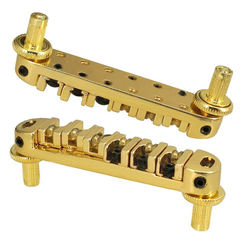 Abr-1 Style Tune-o-matic Bridge Tailpiece Roller Saddle Bridge for Gibson Les Paul Gear Replacement (Gold) Gold