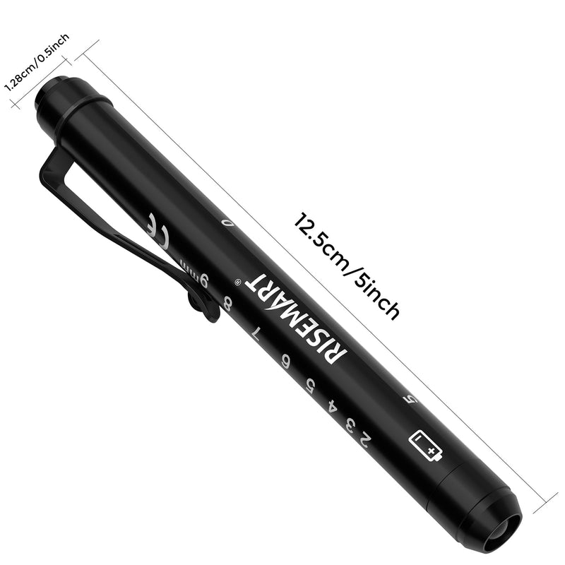 Diagnostic Light Pupil Light, RISEMART Pack of 2 Reusable LED Pen Lamp with Pocket Clip as Nurses Doctors Students Pen Light (Dark Blue and Black) Dark blue and black