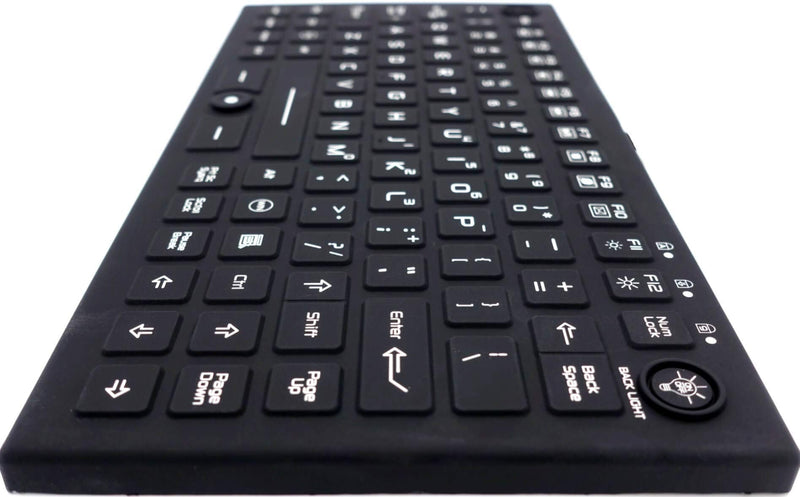 DSI Compact LED Backlit Keyboard with Integrated Mouse Button IP68 Waterproof Silicone IKB850BL