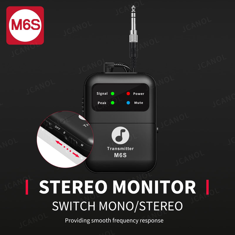 Wireless in Ear Monitor System, 2.4G Stereo Wireless IEM System with Beltpack Transmitter Receiver Auto-Pairing, 164ft for Studio, Band, Live Performance 2 Black