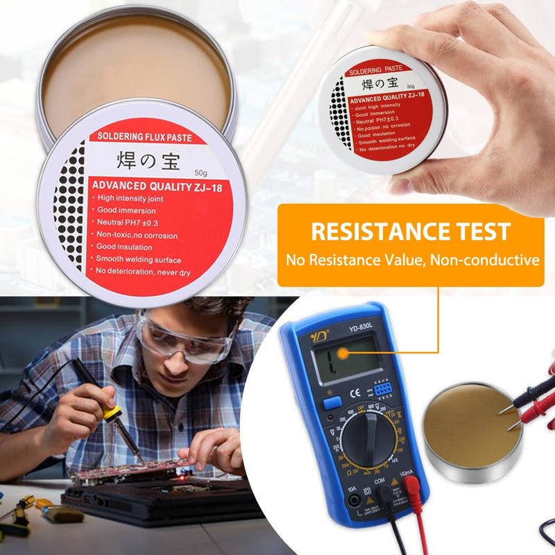 DAZISEN 50 g Solder Paste - Solder Flux Tin Paste, Solder Wick, Flux Solder Paste No Clean Formulation, Solder Flux Paste for Mechanics, Metal, Tin, PC Cards, Components (Net Weight 50 g)